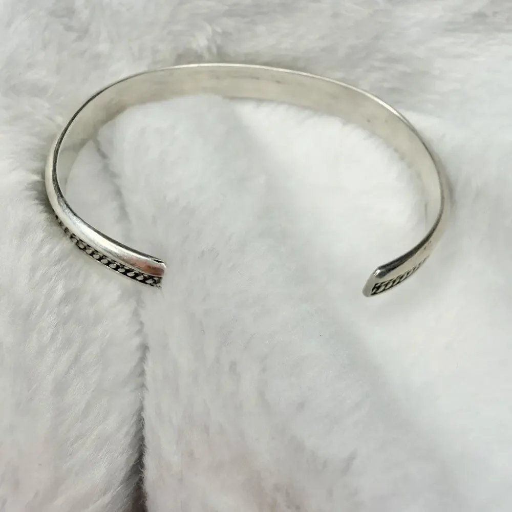 Sterling Silver Mother of Pearl Inlaid Cuff Bracelet Zig Zag Size 5-6